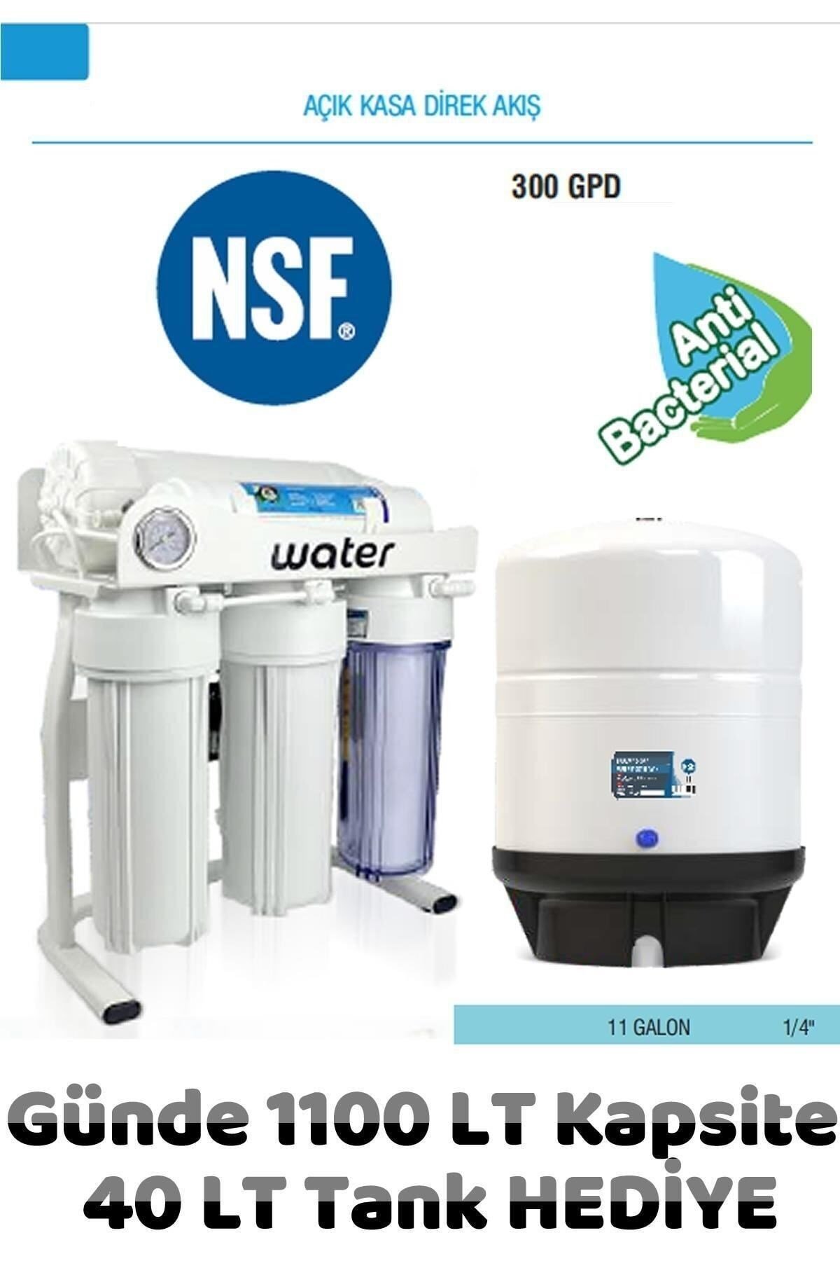 Günde 1100 Lt Arıtma Kapasiteli 40 Lt Tank Hediye 300 Gpd Direk Akışlı Su Arıtma Cihazı