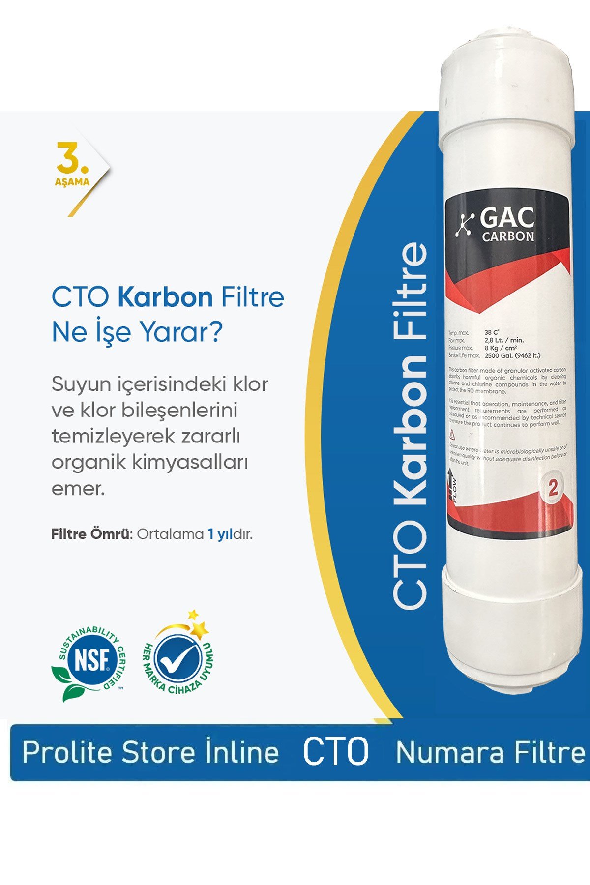 Inline Kapalı Kasa Su Arıtma Cihazlarına Uyumlu 6'lı 10 Aşama Filtre