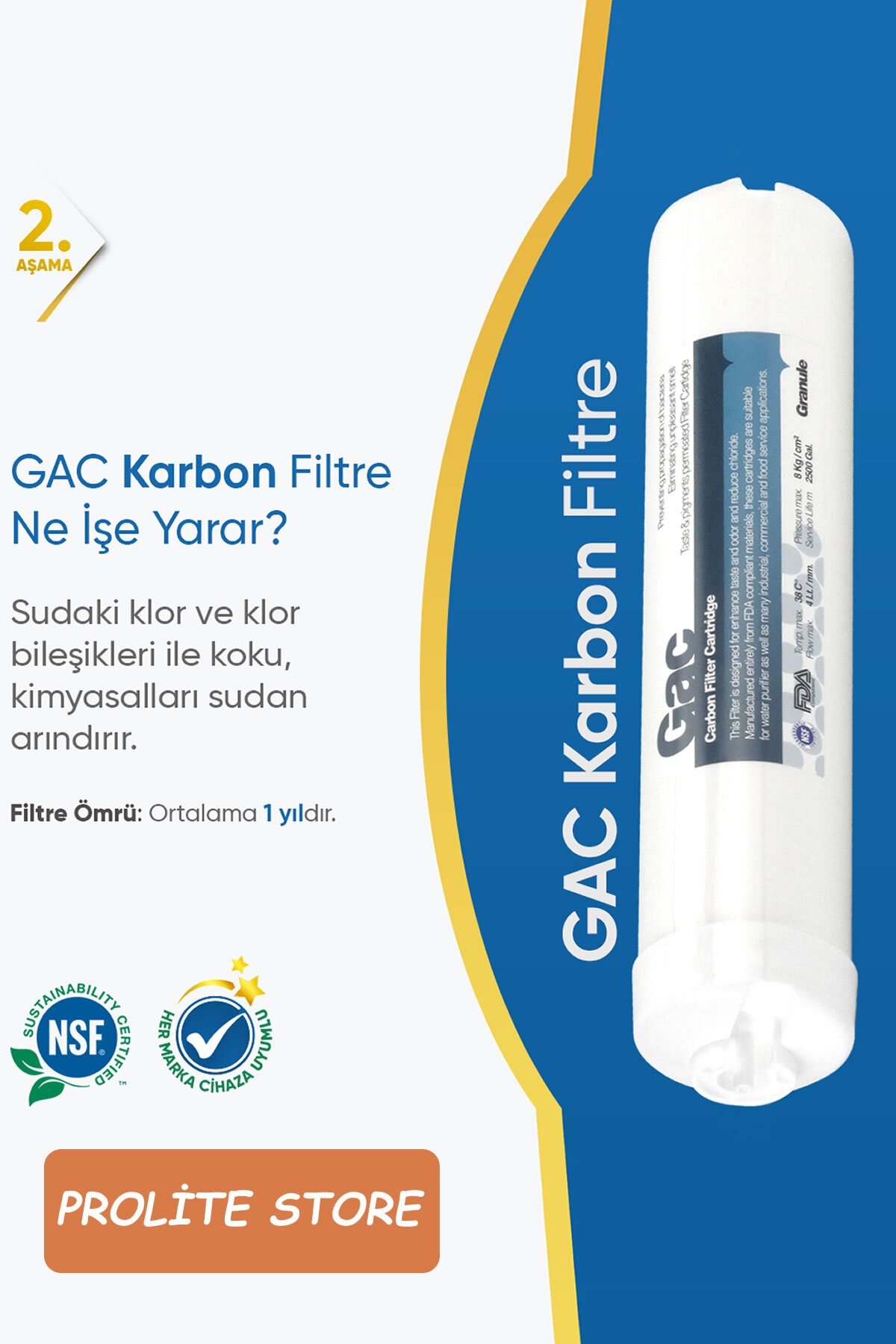 Kapalı Kasa Su Arıtma Cihazlarına Uyumlu 5'lı Filtre Seti 80 Gpd Membrane