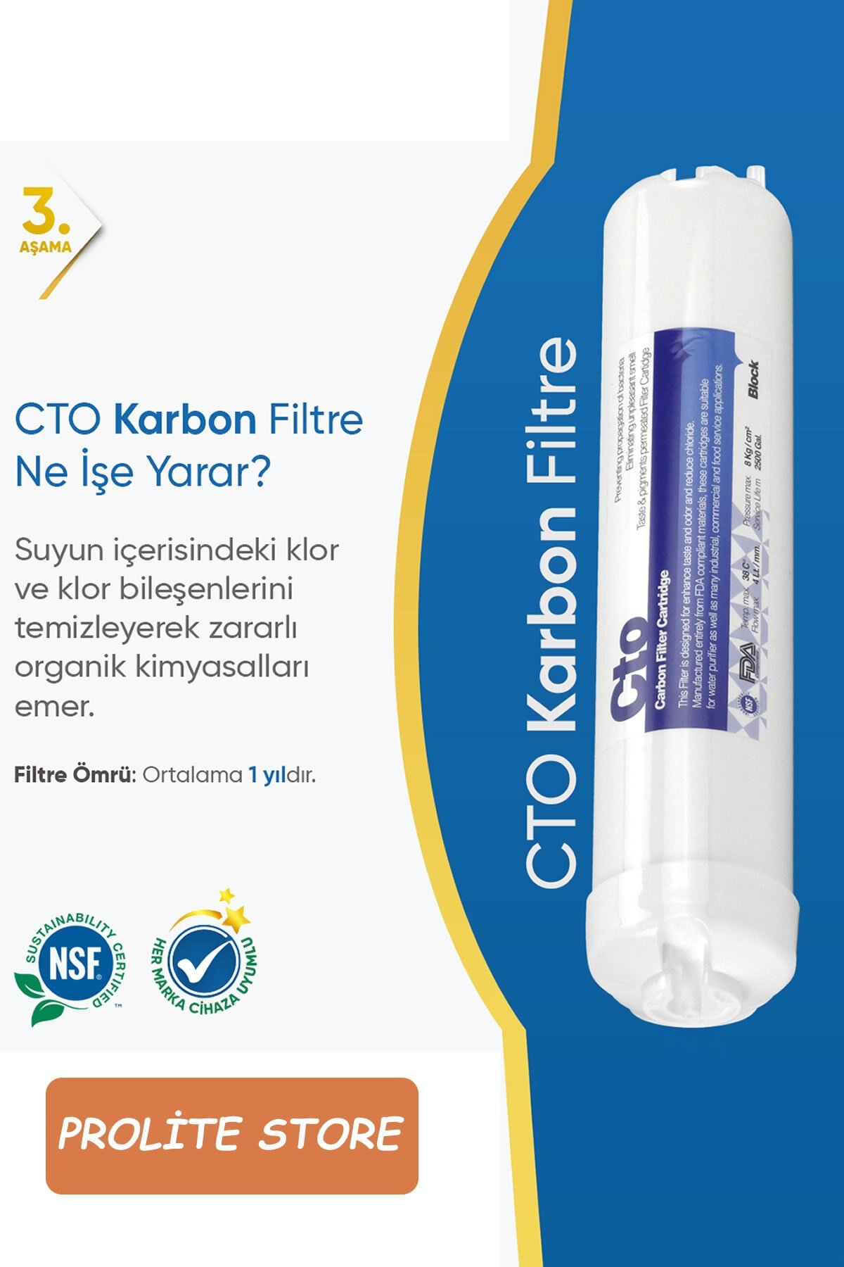 Kapalı Kasa Su Arıtma Cihazlarına Uyumlu 5'lı Filtre Seti 80 Gpd Membrane
