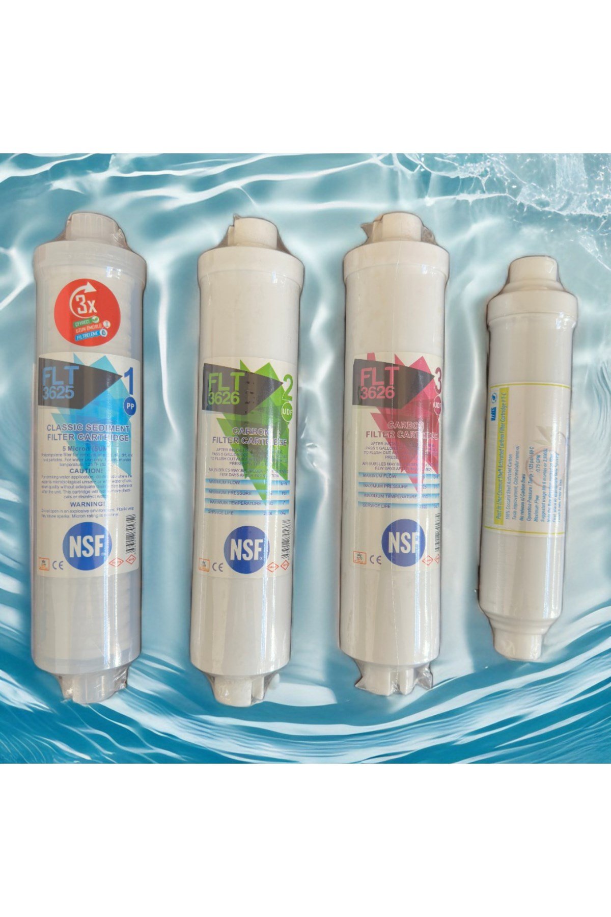 Nsf Onaylı Inline Kapalı Kasa Su Arıtma Cihazı Filtre Seti 4'lü Nsf Filtre