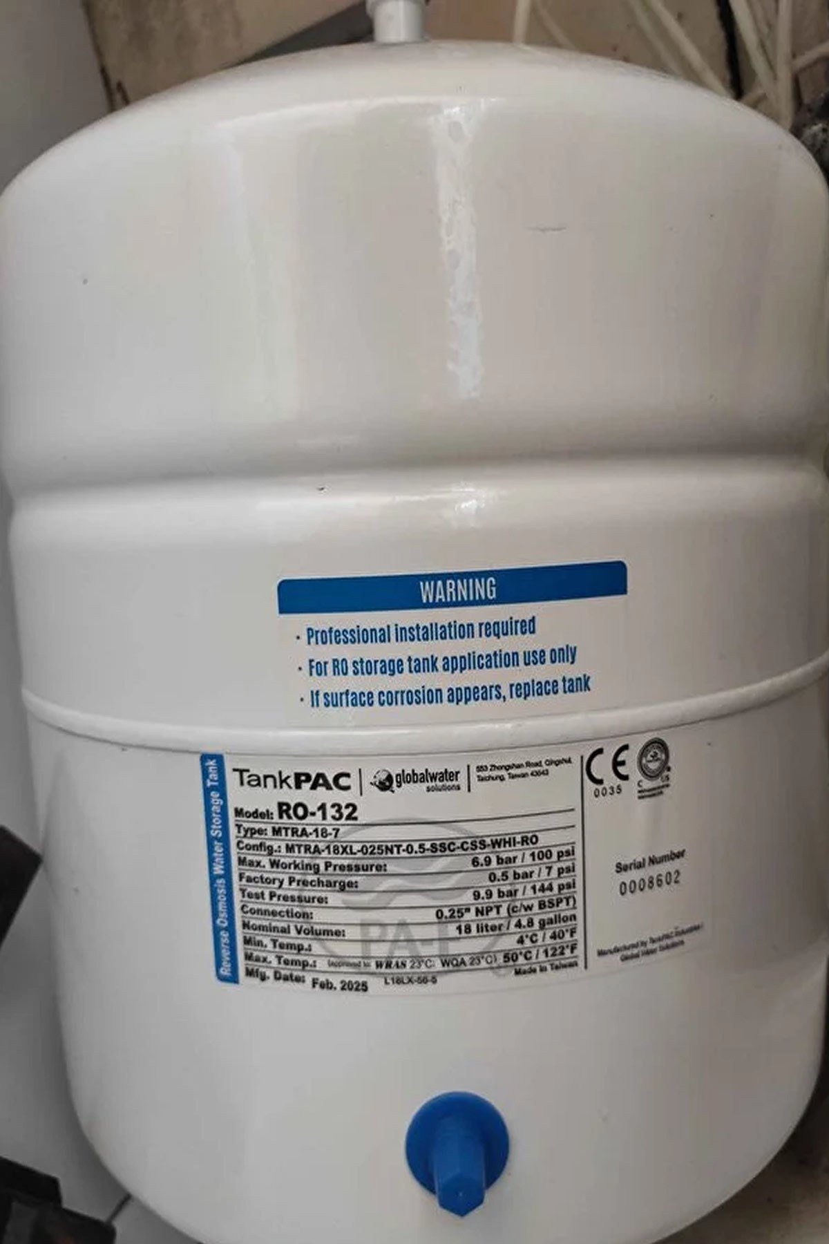 Pae RO-132 12 Litre Su Arıtma Cihazı 3.2 Galon Metal Tank (12 L) Nsf Sertifikalı