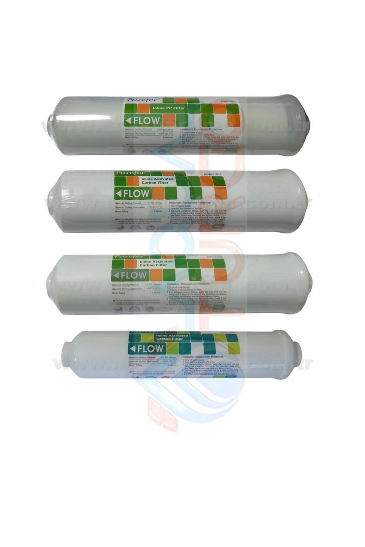 Purefer Su Arıtma Filtresi 5'li Dupont Taptech 130 GPD USA Filtre Seti