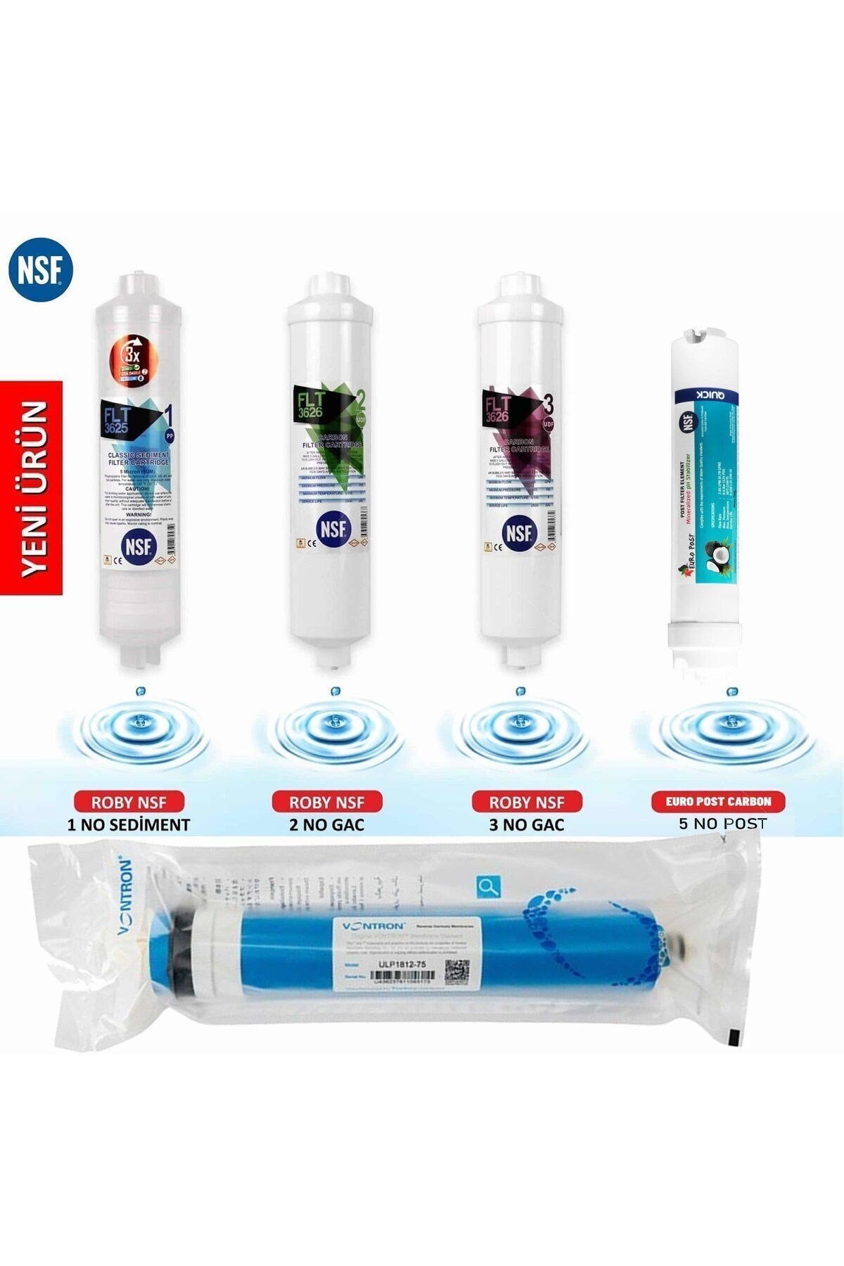 Su Arıtma Cihazı Filtresi NSF Onaylı Kapalı Kasa Vontron Membranlı