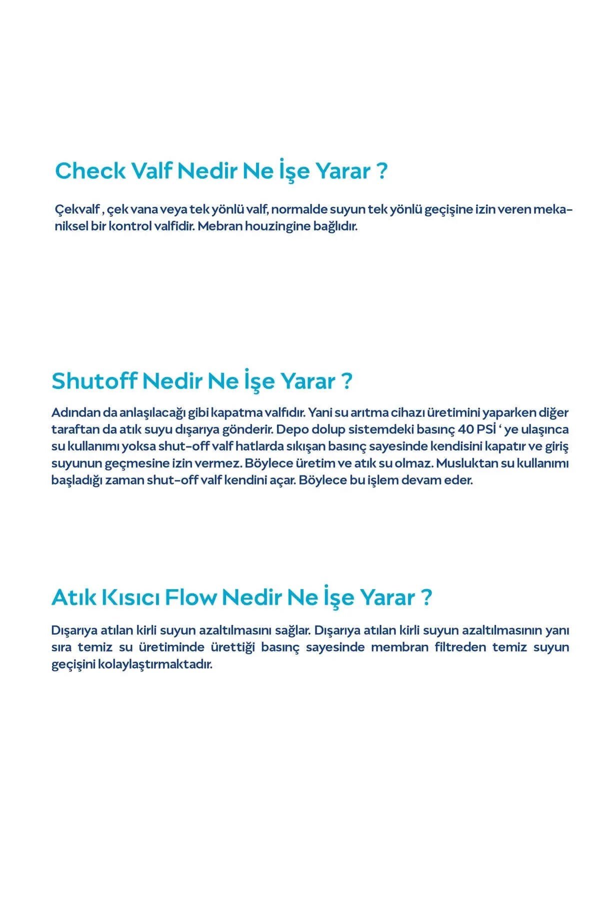 Su Arıtma Cihazı Için Yenileme Kiti (quick Check Valve-shut Off-flow)