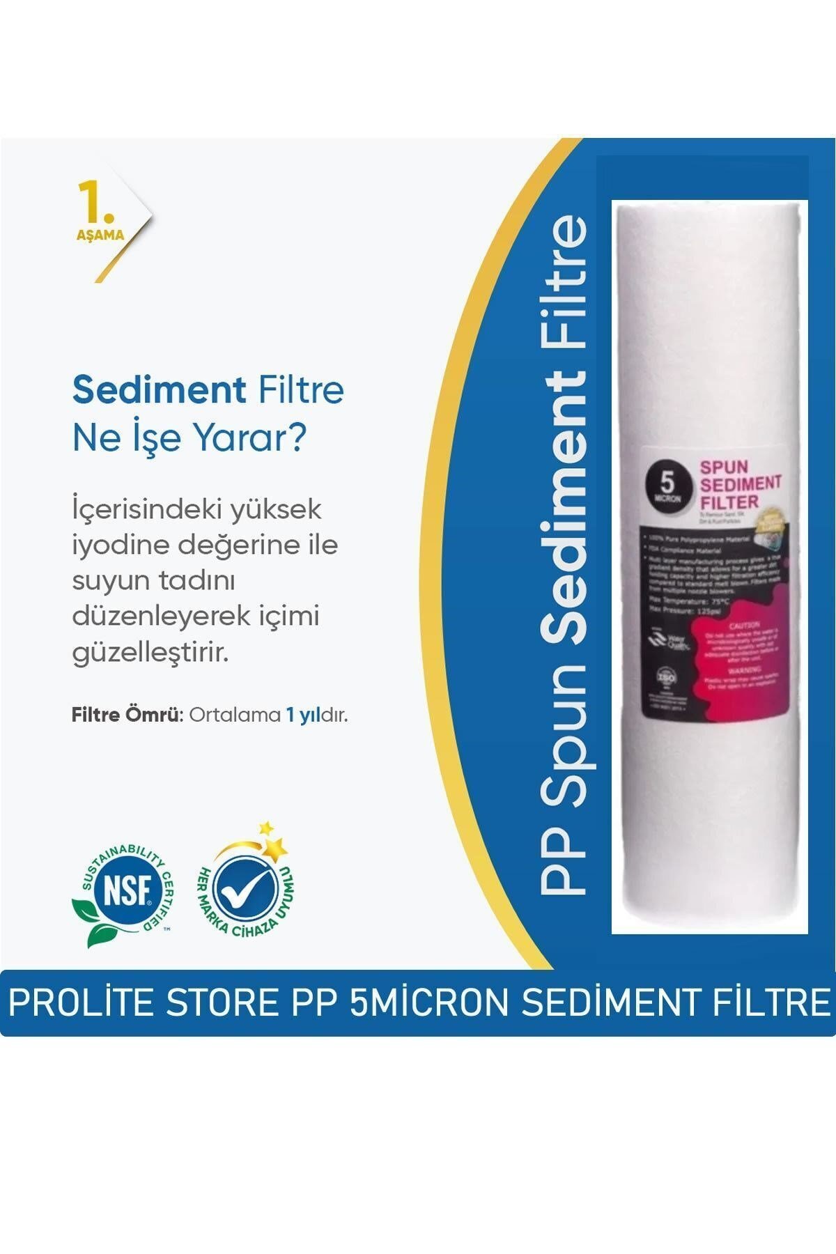 Su Arıtma Cihazı Ön 3'lü Filtre Set 5mikron Cto 1micron