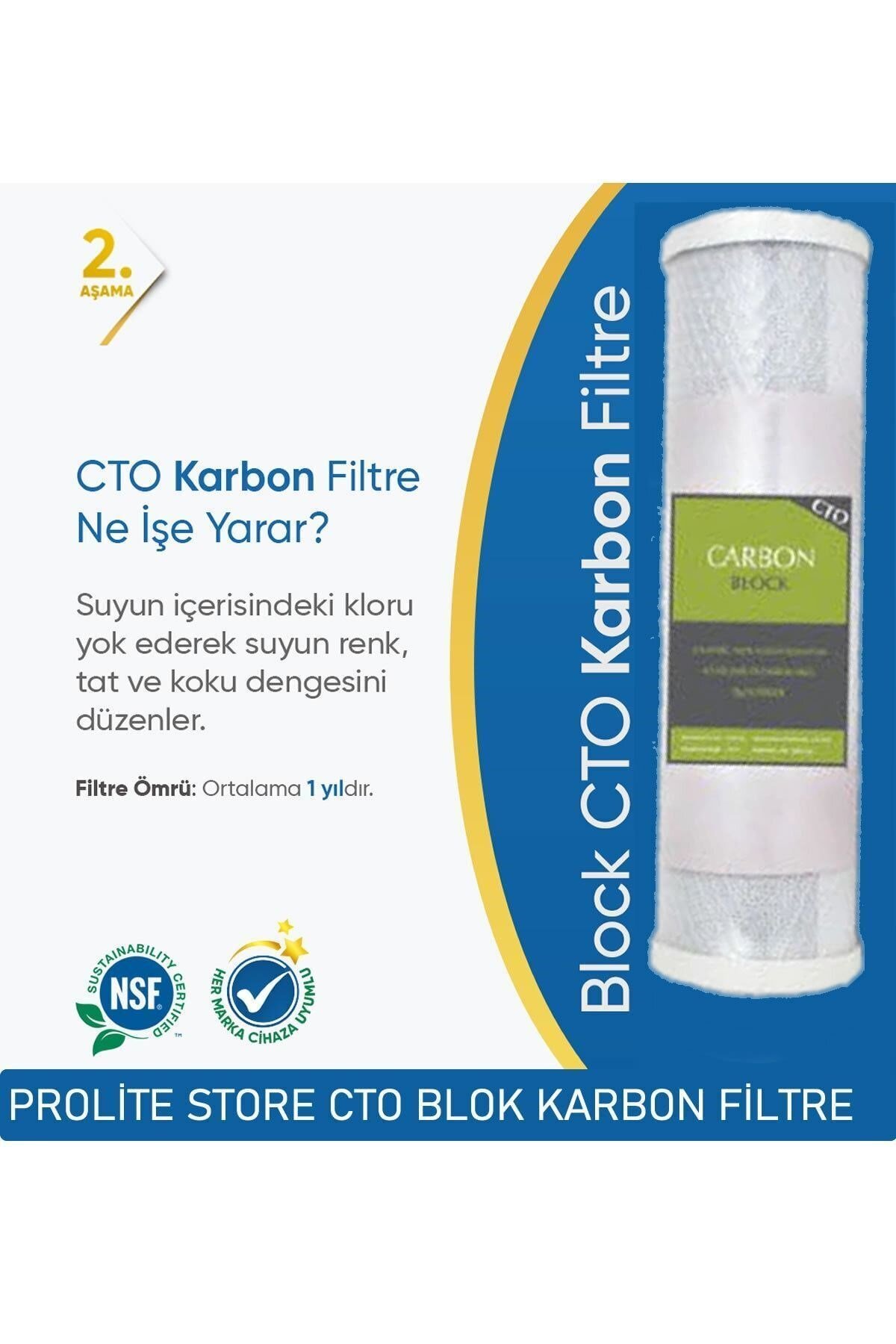 Su Arıtma Cihazı Ön 3'lü Filtre Set 5mikron Cto 1micron