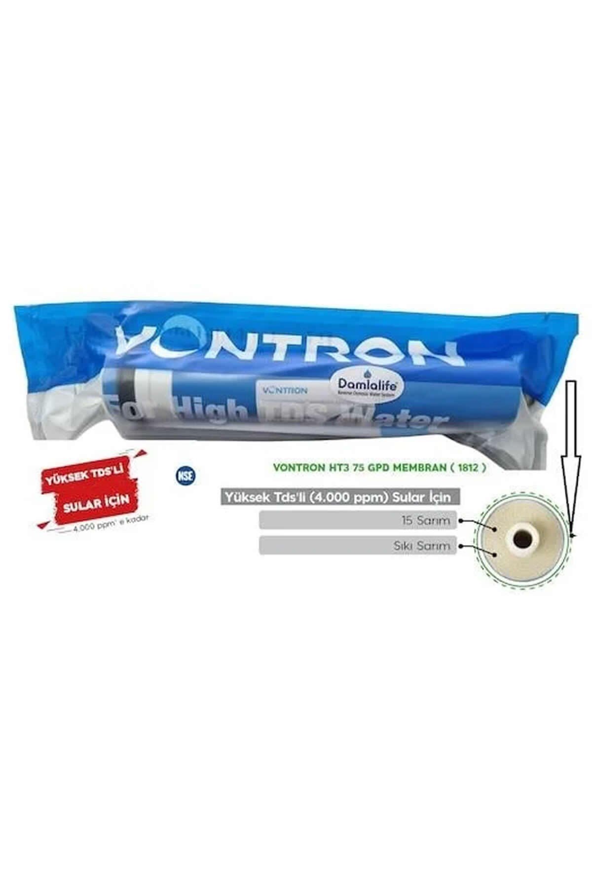 Vontron HT-3 1812 75 GPD Membran High TDS Water Membrane