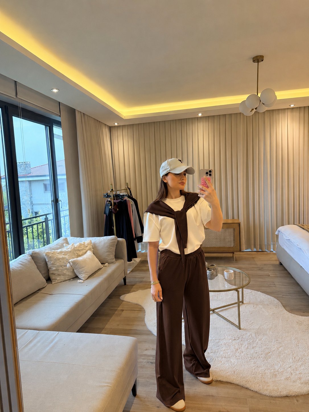 Kahve Oysh Pamuklu Tshirt Pantolon Takım