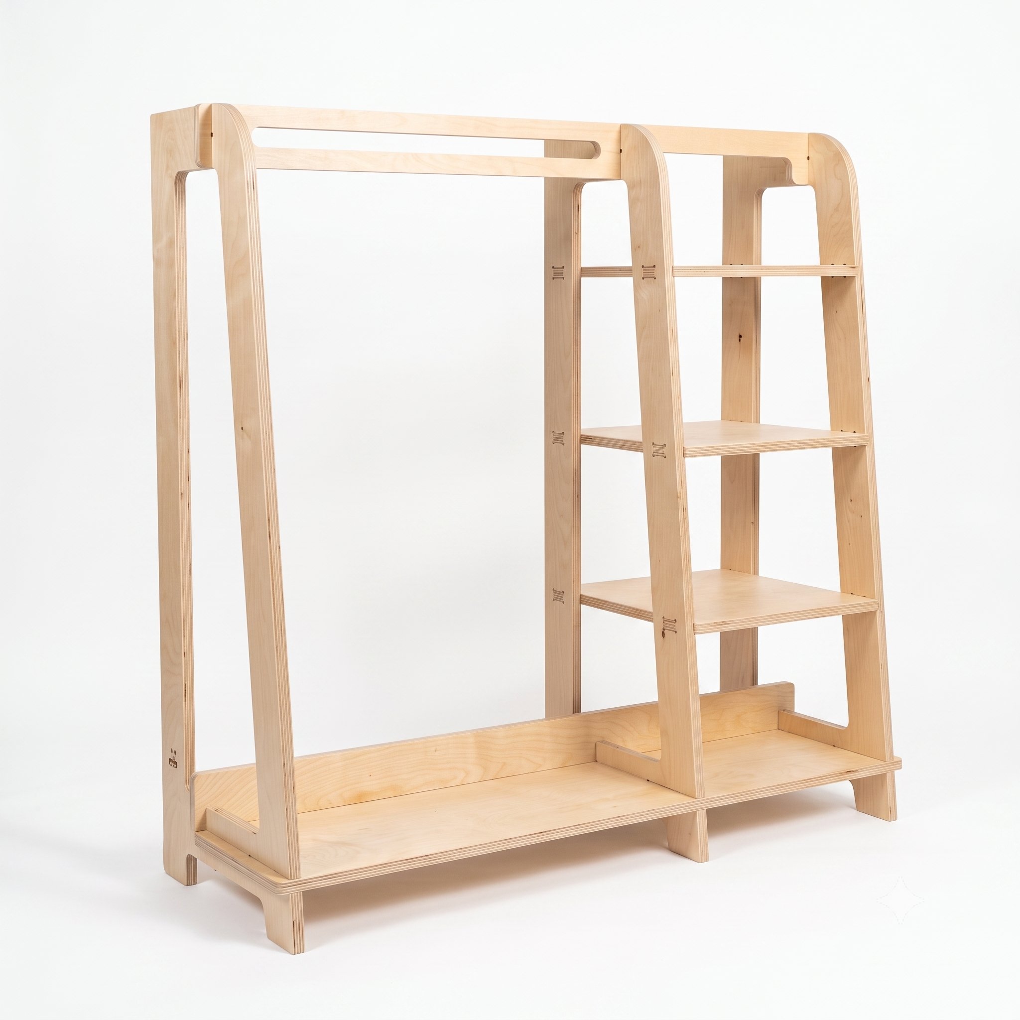 Modixa Studio Slot Askılık ve Raf Ünitesi - Huş Kontrplak - 120x50x120 cm