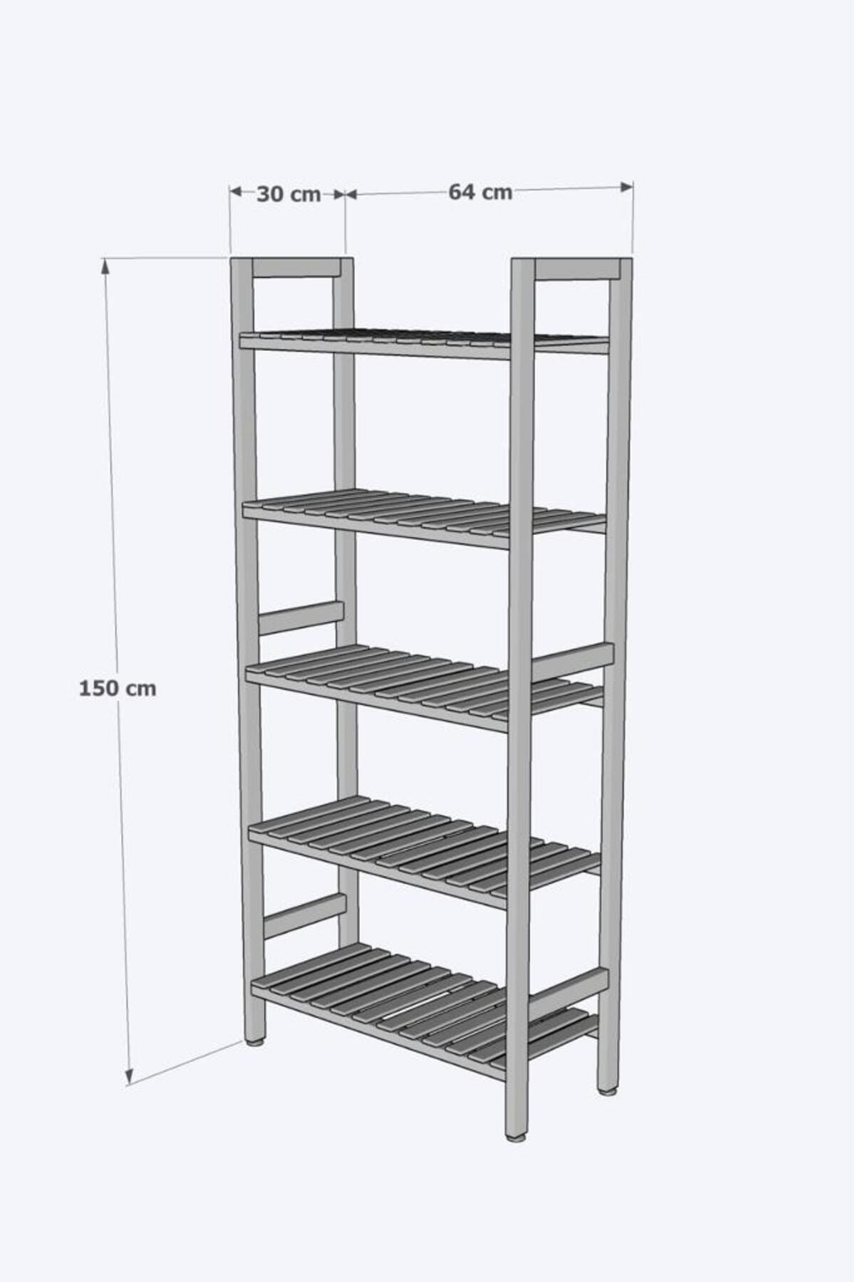 5 Katlı Ahşap Kitaplık 150*64*30