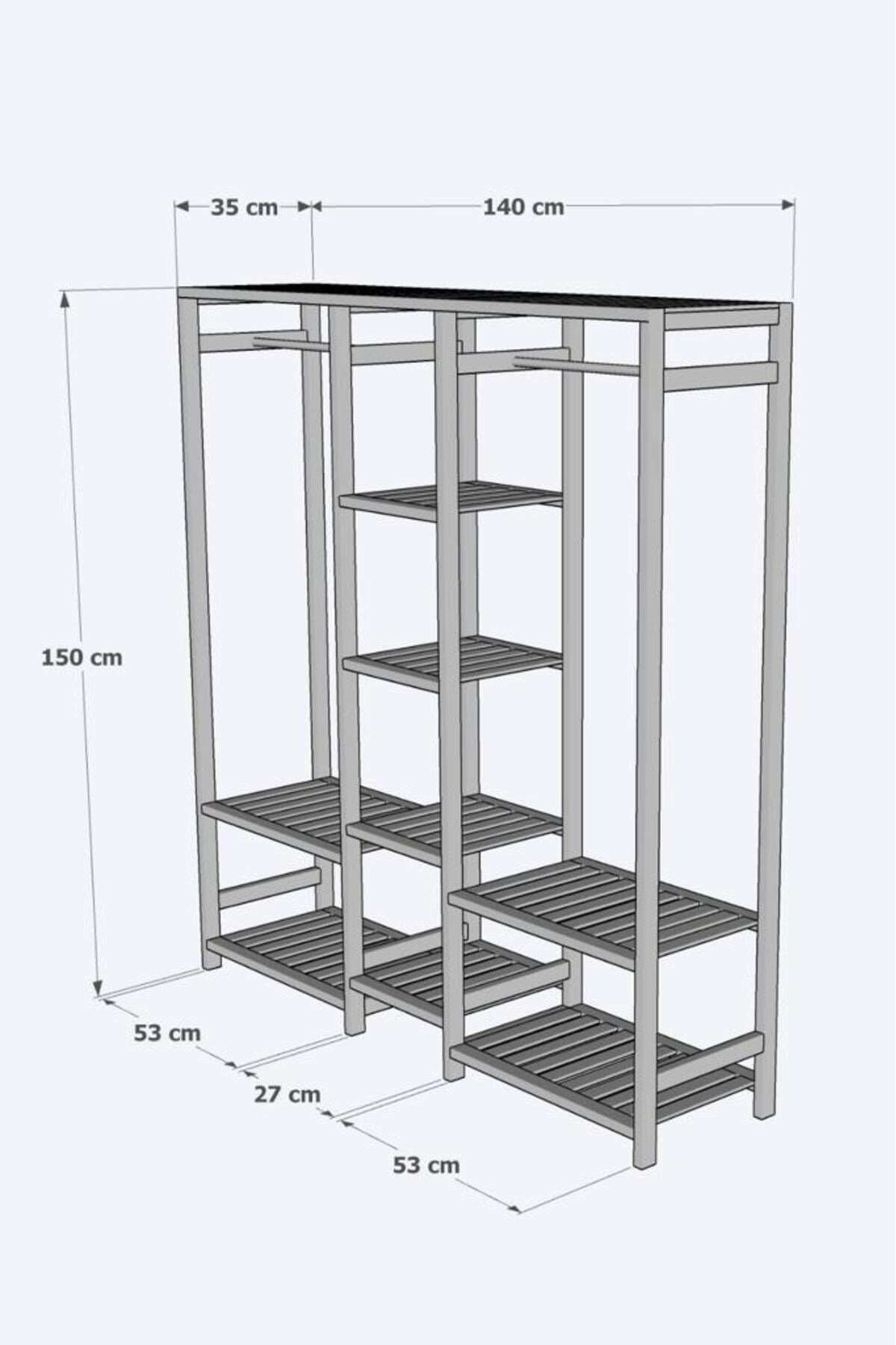 Ahşap Açık Gardırop 150*140*35 brk14