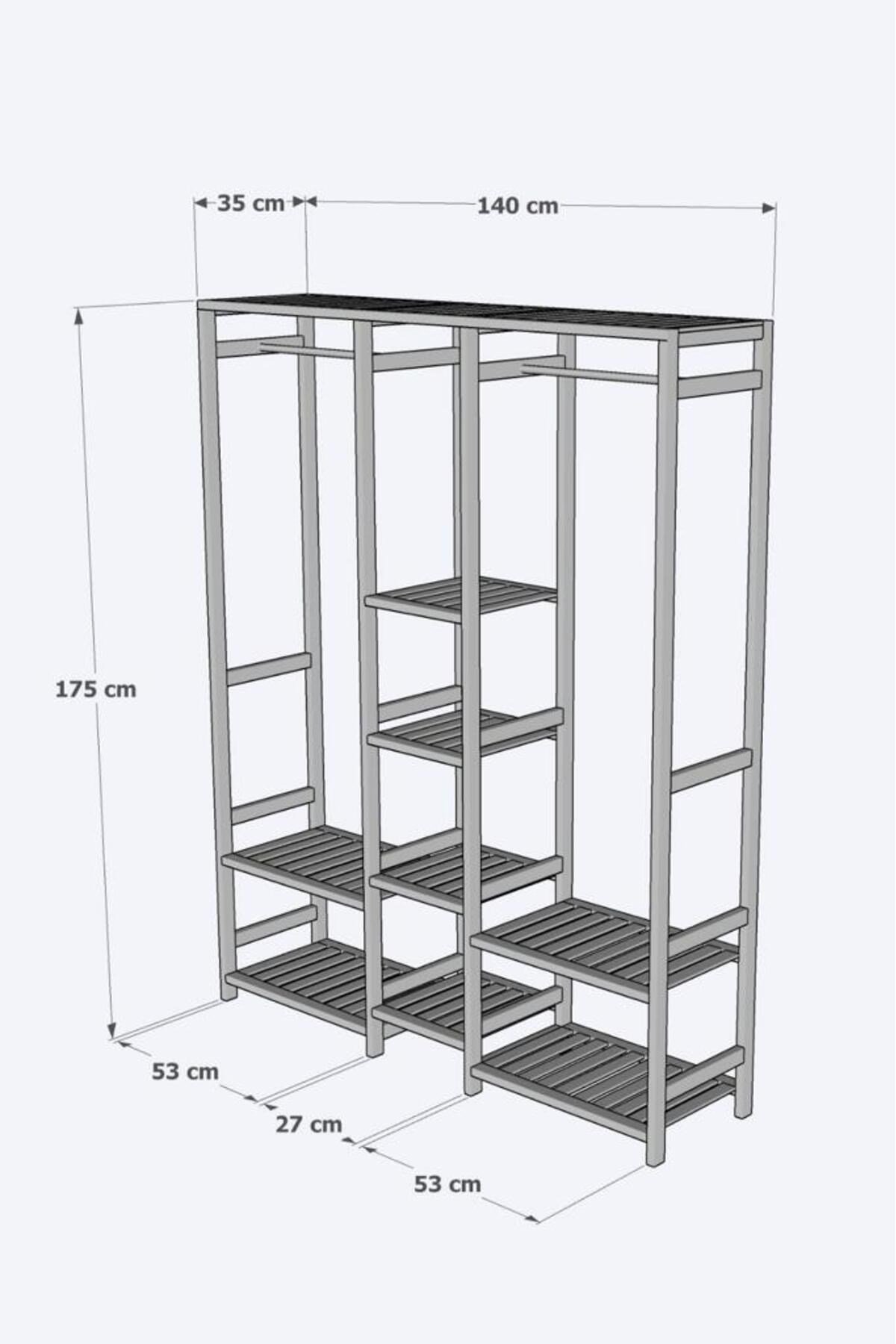 Ahşap Açık Gardırop 175*140*35 BRK175