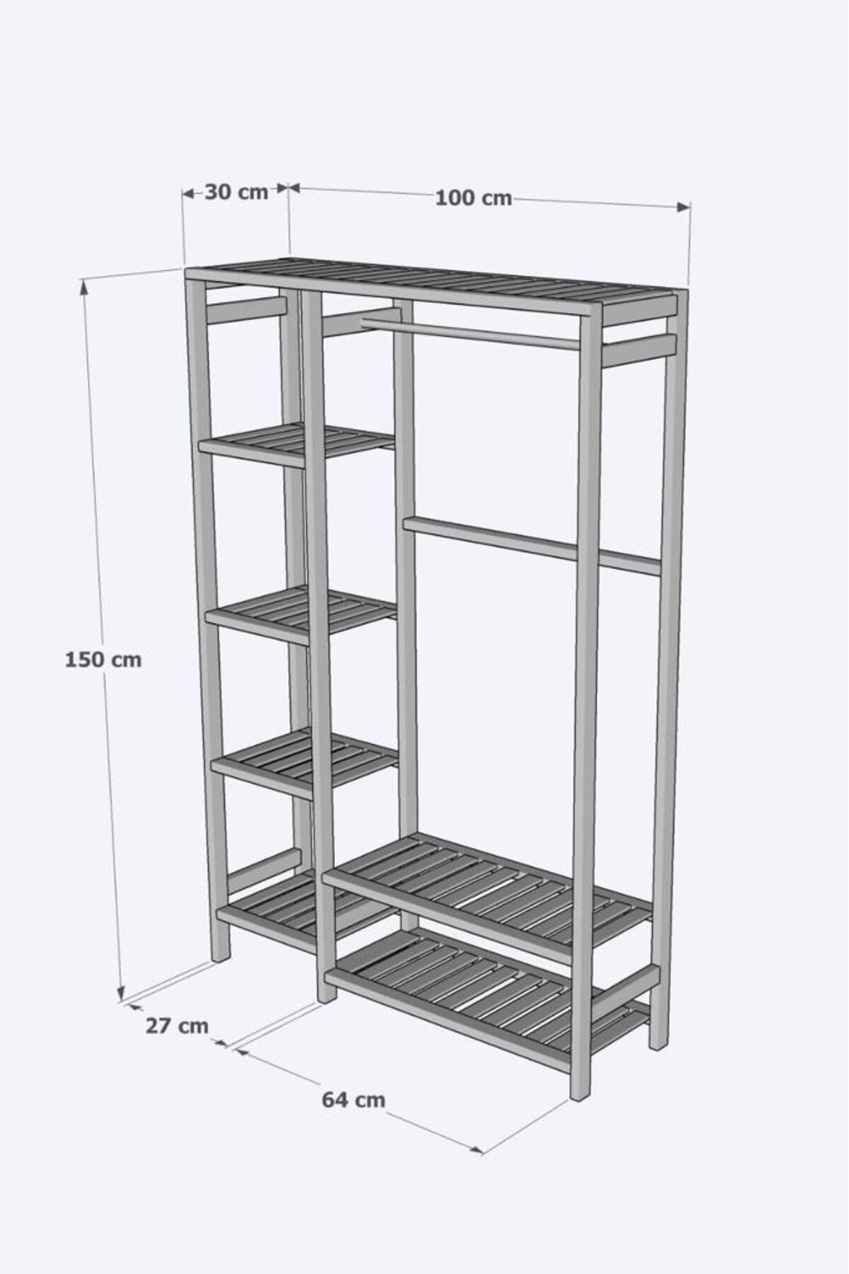 Ahşap Ahşap Ayaklı Askı Elbise Askısı Çok Amaçlı Dolap Gardırop 96*150*30