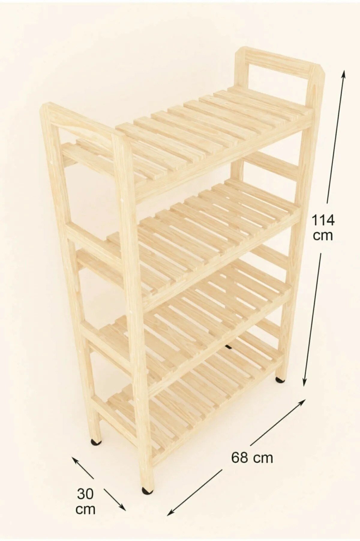 DESİGN 4 Raflı Ahşap Çok Amaçlı Dolap 114x68x30 Cm