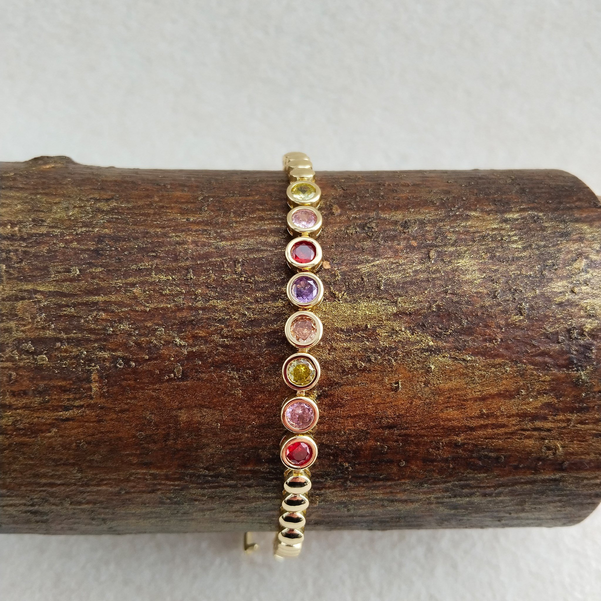 Multi-Color Stone 14K VIP Kaplama Bileklik