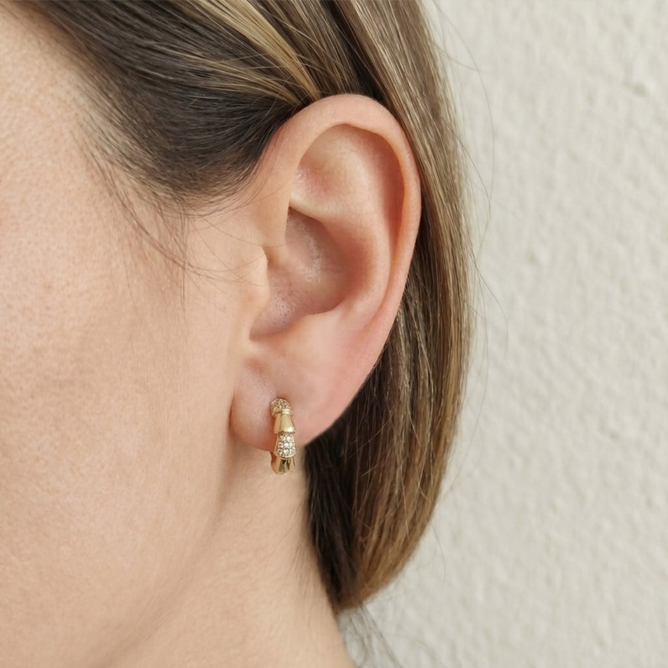 Sparkle Zirkon Taşlı Gold Renk Küpe 