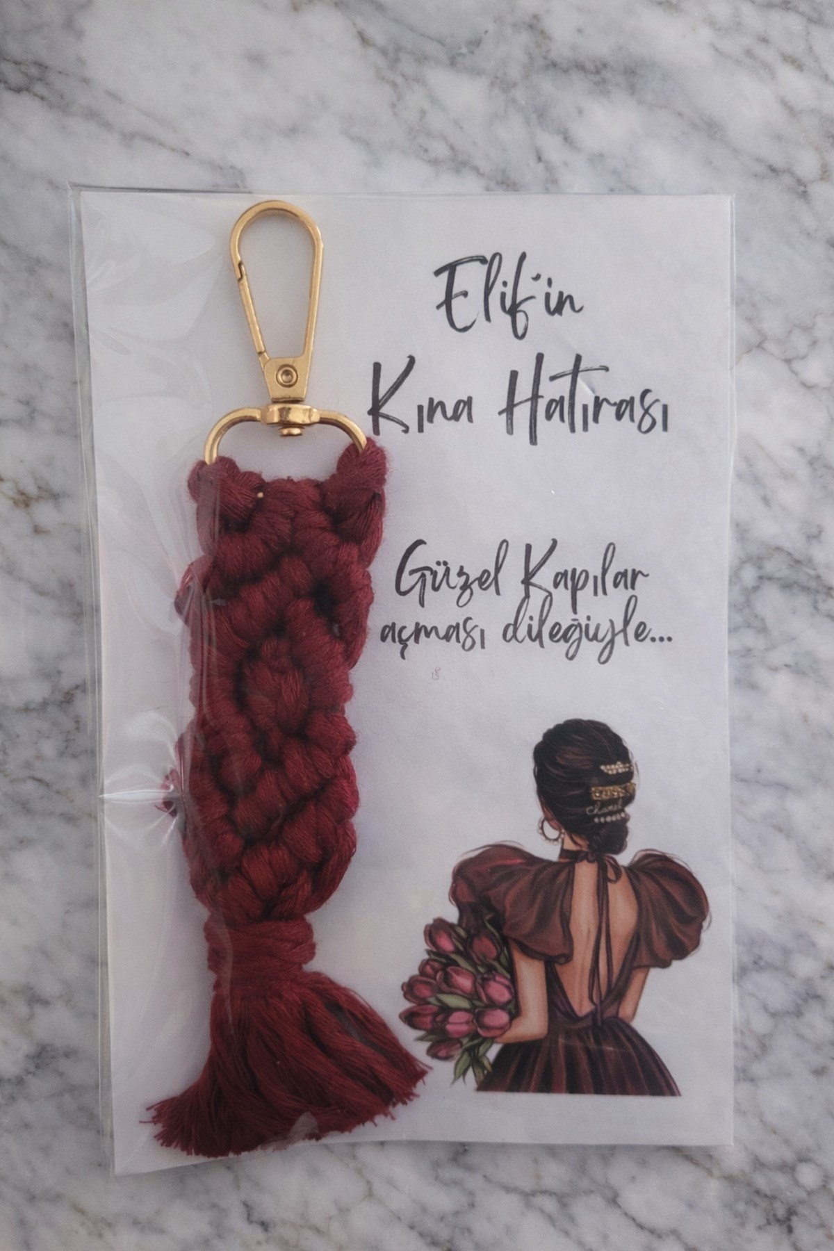 Kişiye Özel Makrome Anahtarlık-Kına Hediyesi- 25 Adet