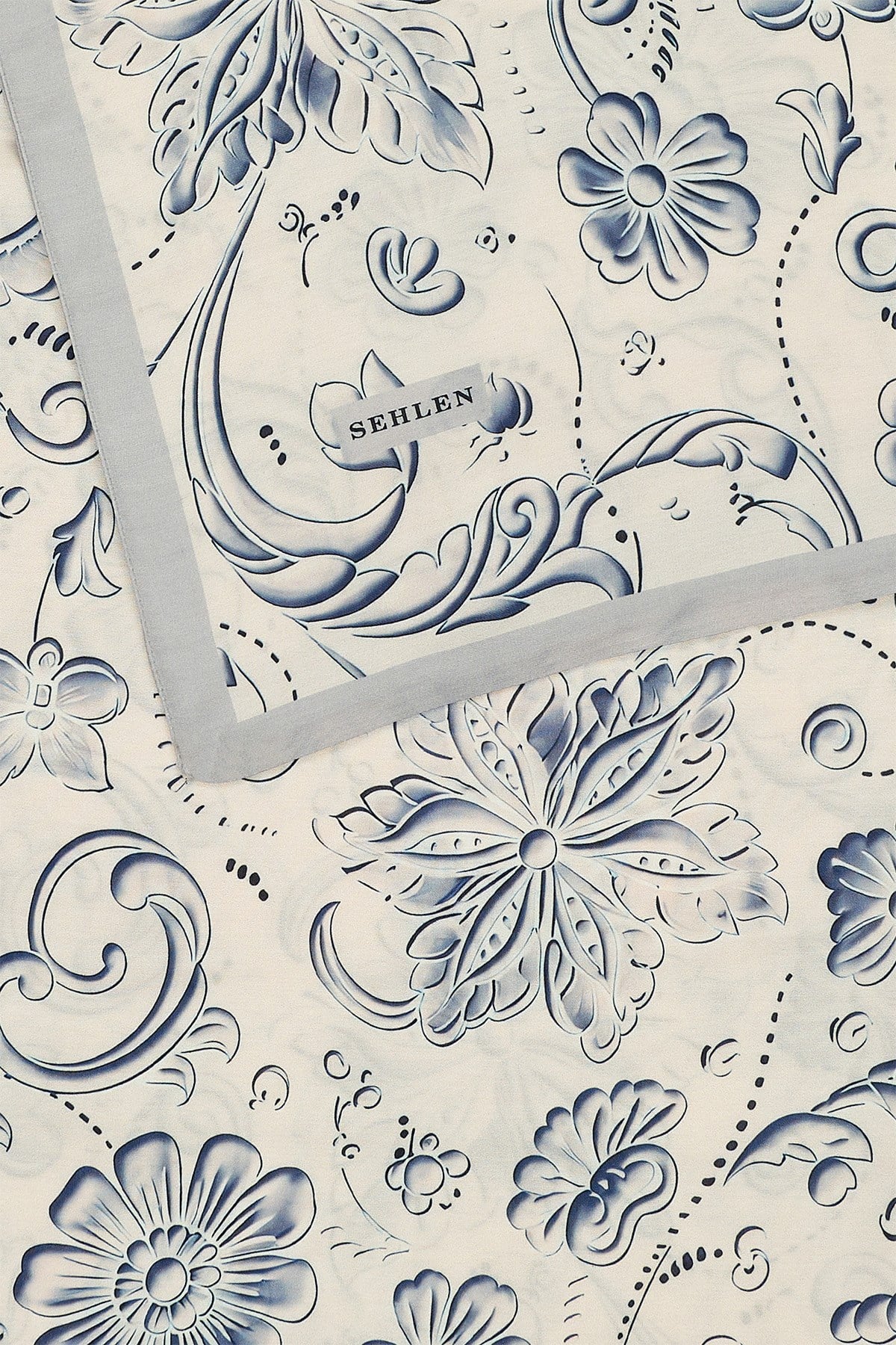 Perla Çini Floral Desenli Şal - Açık Taş