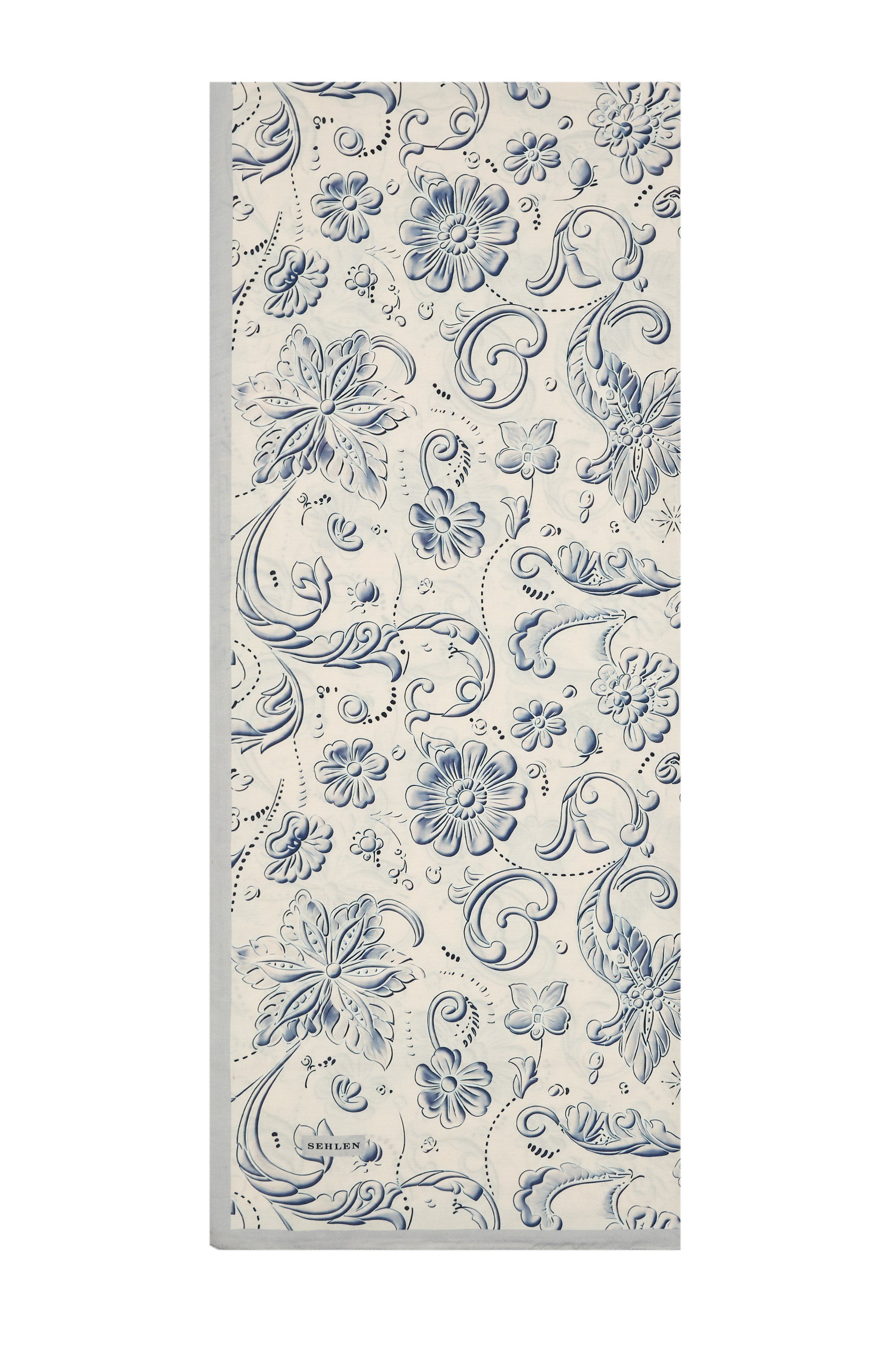 Perla Çini Floral Desenli Şal - Açık Taş