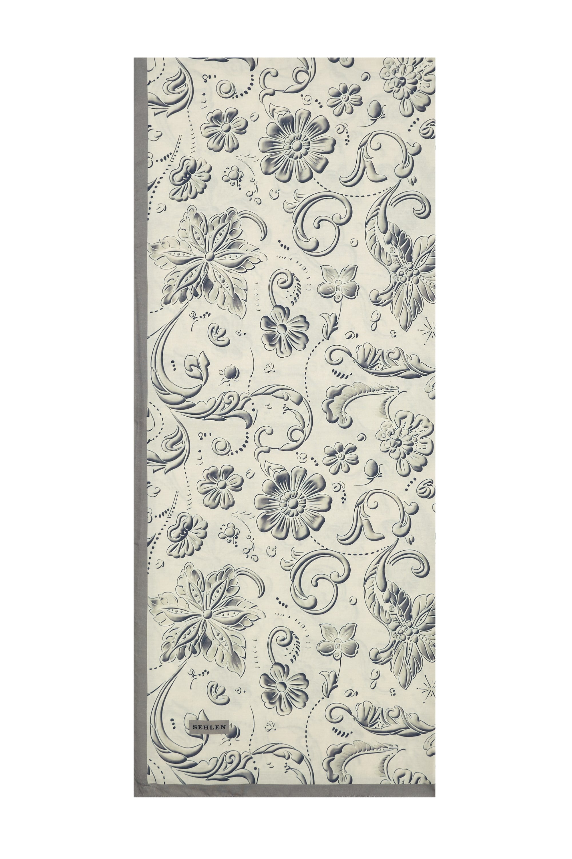 Perla Çini Floral Desenli Şal - Kirli Taş