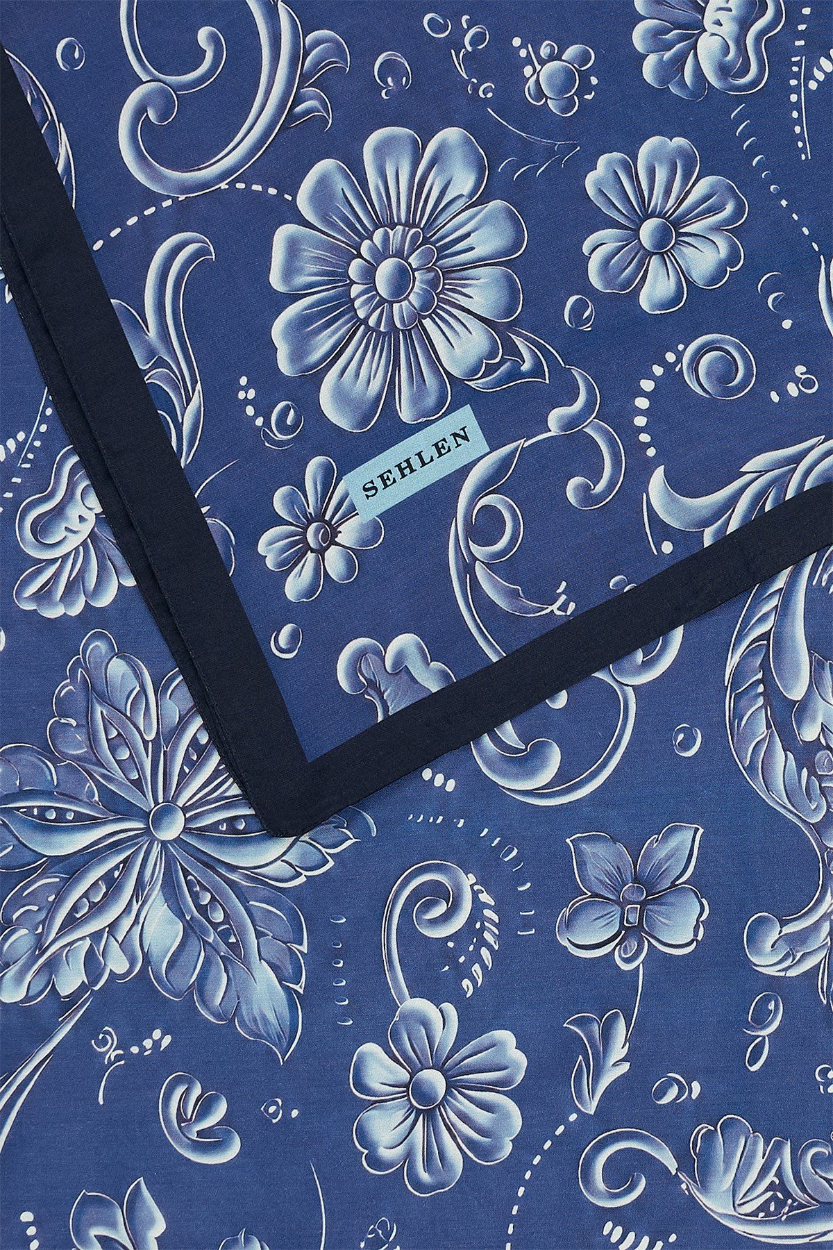Perla Çini Floral Desenli Şal - Lacivert