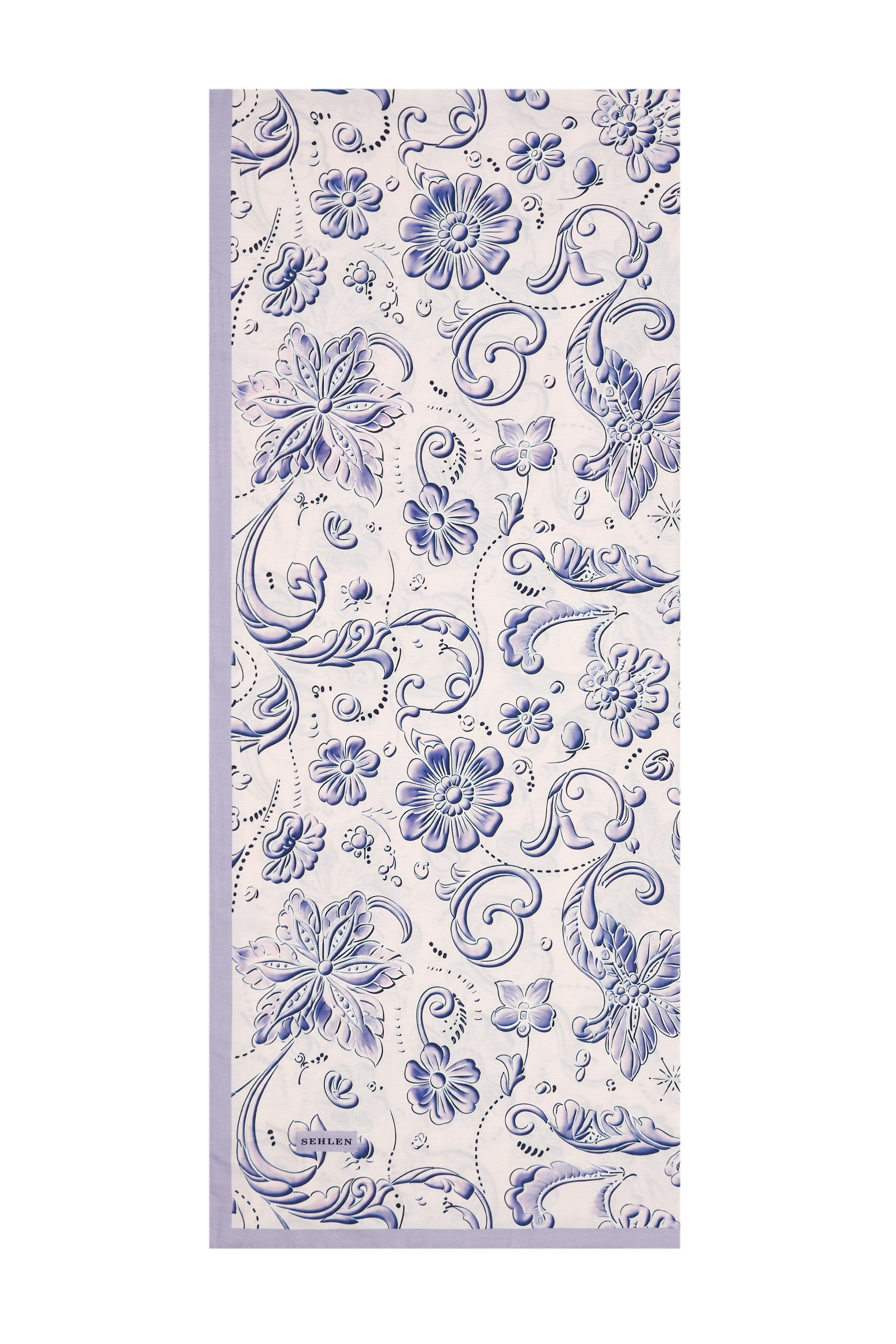 Perla Çini Floral Desenli Şal - Lila