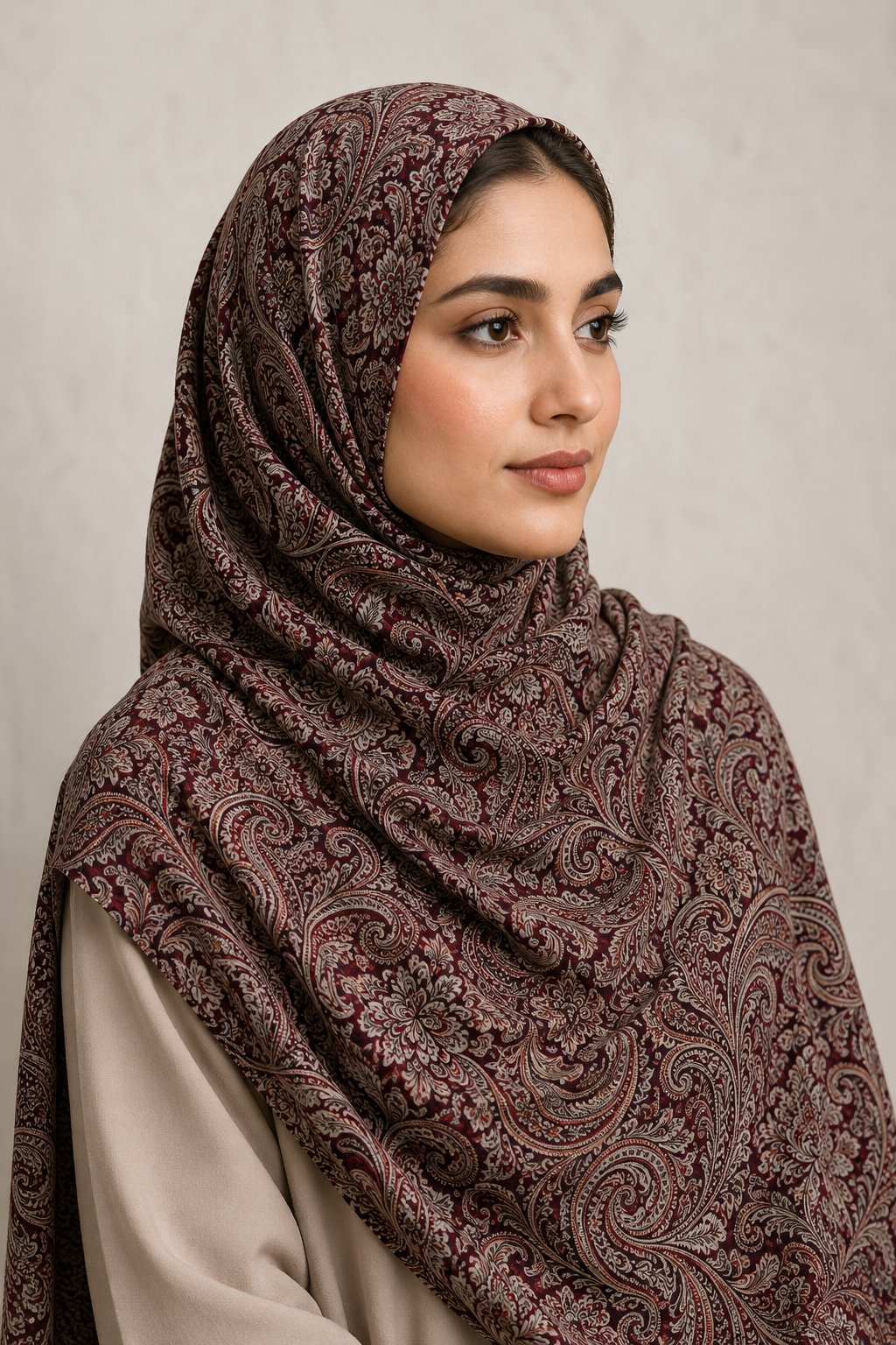 Soft Şal Paisley Desen - Bordo