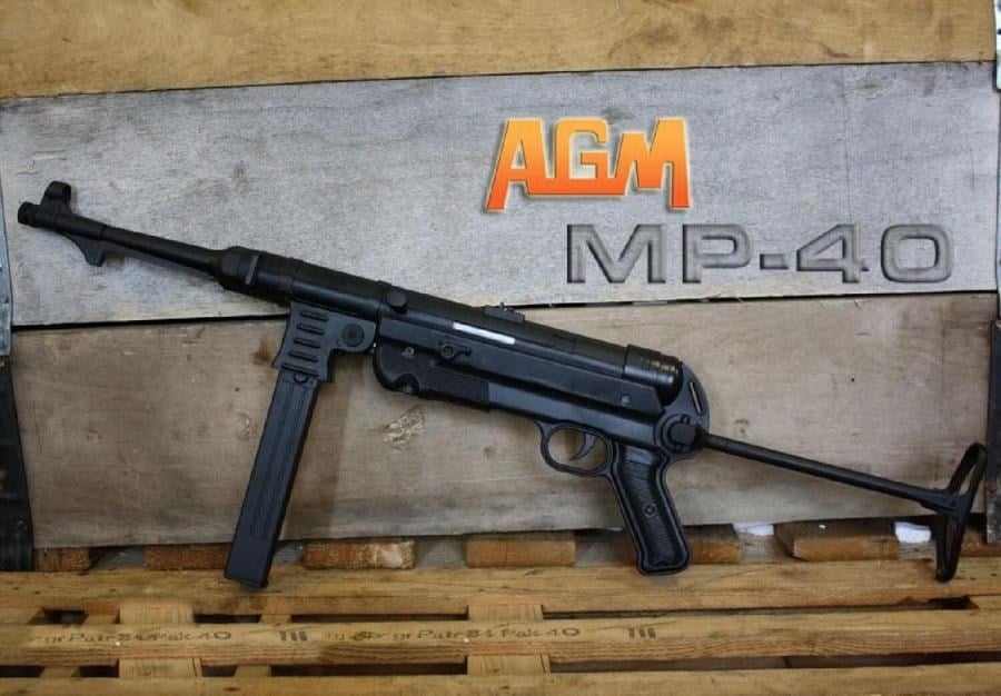 AGM MP007 MP40 SIYAH WWII Klasik Full Metal SMG AEG Airsoft Tüfek