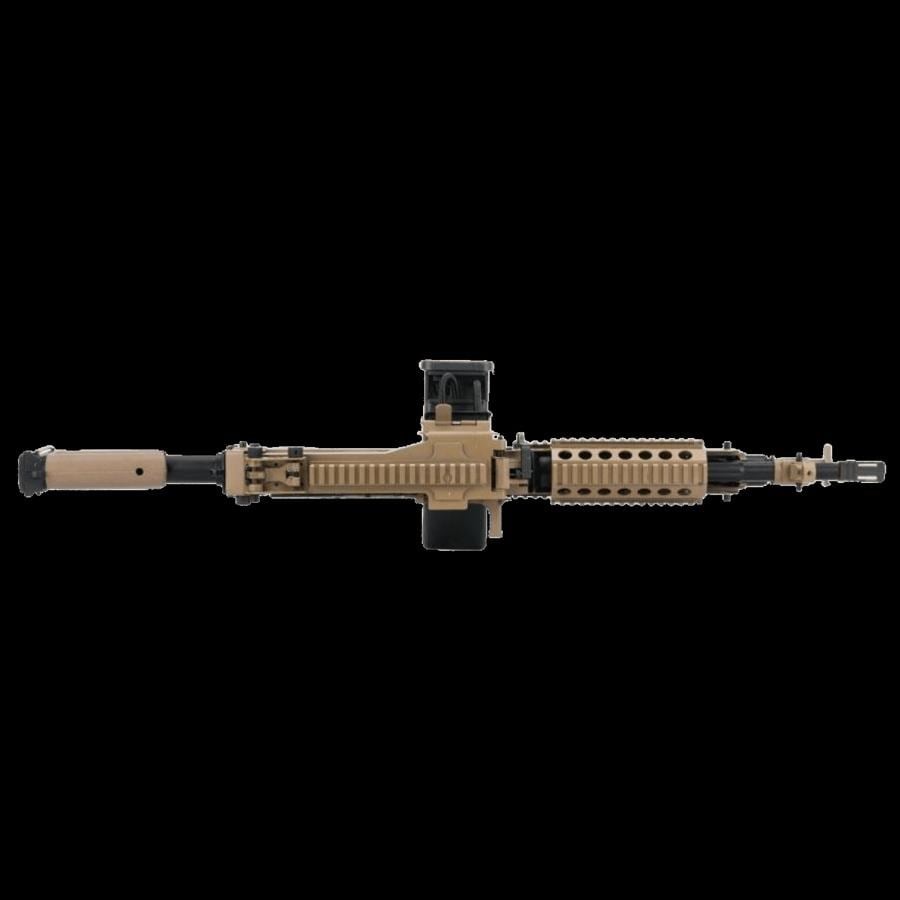AK FN Herstal Lisanslı M249 Full Metal Gövdeli SAW Makinalı MK46 Airsoft Tüfek - Çöl Rengi
