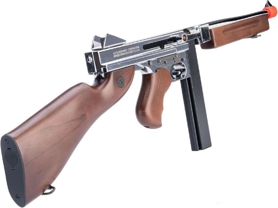 CYBERGUN Thompson M1A1 Silver Gerçek Ahşap AEG Airsoft Tüfek