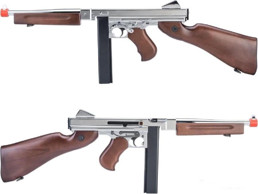 CYBERGUN Thompson M1A1 Silver Gerçek Ahşap AEG Airsoft Tüfek