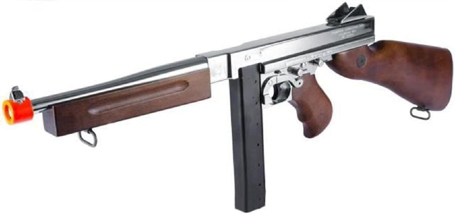 CYBERGUN Thompson M1A1 Silver Gerçek Ahşap AEG Airsoft Tüfek