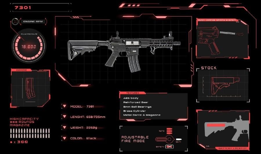 DBOYS M4 8'' M-Lok Polimer Siyah AEG Airsoft Tüfek
