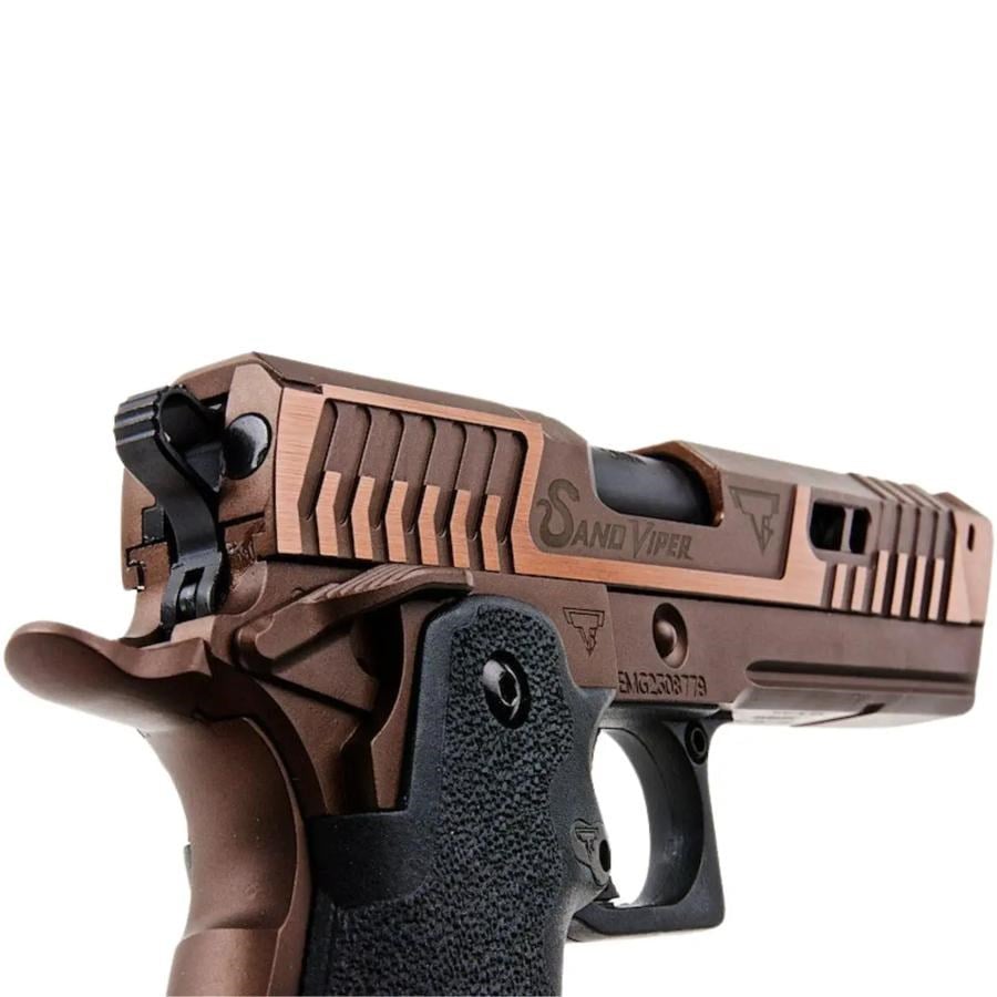 EMG Taran Tactical Innovations Lisanslı Sand Viper 2011 Hi-Capa John Wick 4 GBB Airsoft Tabanca