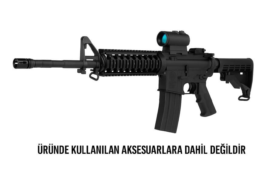 GHK Colt M4A1 RIS 14.5inç GREEN Gas Blowback Airsoft Tüfek - Siyah (GAS ŞARJÖR VERSİYON)
