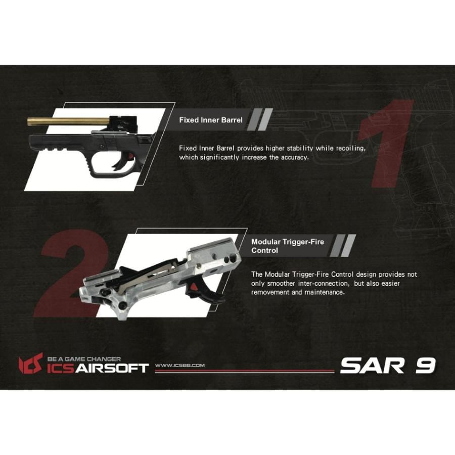 ICS SARSILMAZ SAR9 GEN2 6mm GBB Airsoft Tabanca