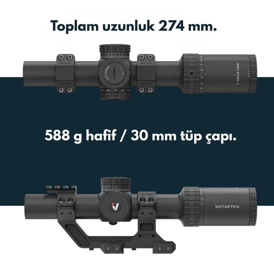 Victoptics S10 LPVO 1-10×24  SFP Tüfek Dürbünü 1-Parça Extreme High Picatinny AR Montaj Kitli OPSL137