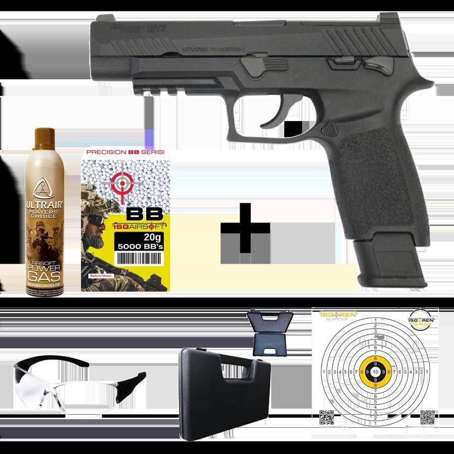 We AEG SIG P320 M17 Green Gas GBB Airsoft Tabanca (F17) Seti