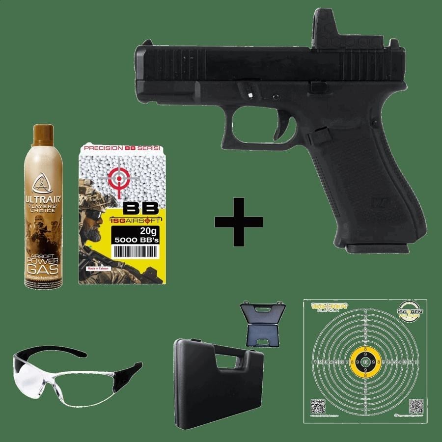 WE Glock G19X Gen5 MOS-RMR Red dot Yuvalı GBB Airsoft Tabanca Seti-Siyah