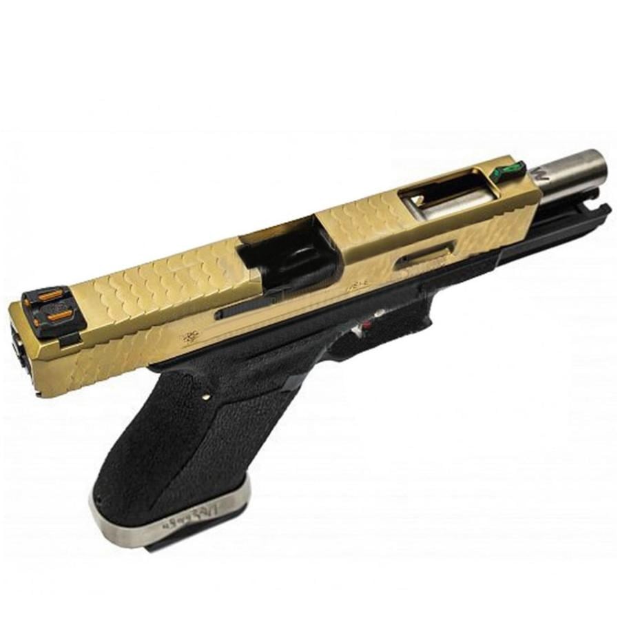 WE GLOCK17 G17 TG GBB AIRSOFT TABANCA Siyah Gövde / Gold Sürgü / Silver Namlu (WE-G001WET-TG)