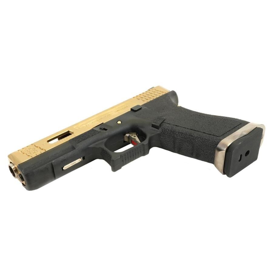 WE GLOCK17 G17 TG GBB AIRSOFT TABANCA Siyah Gövde / Gold Sürgü / Silver Namlu (WE-G001WET-TG)