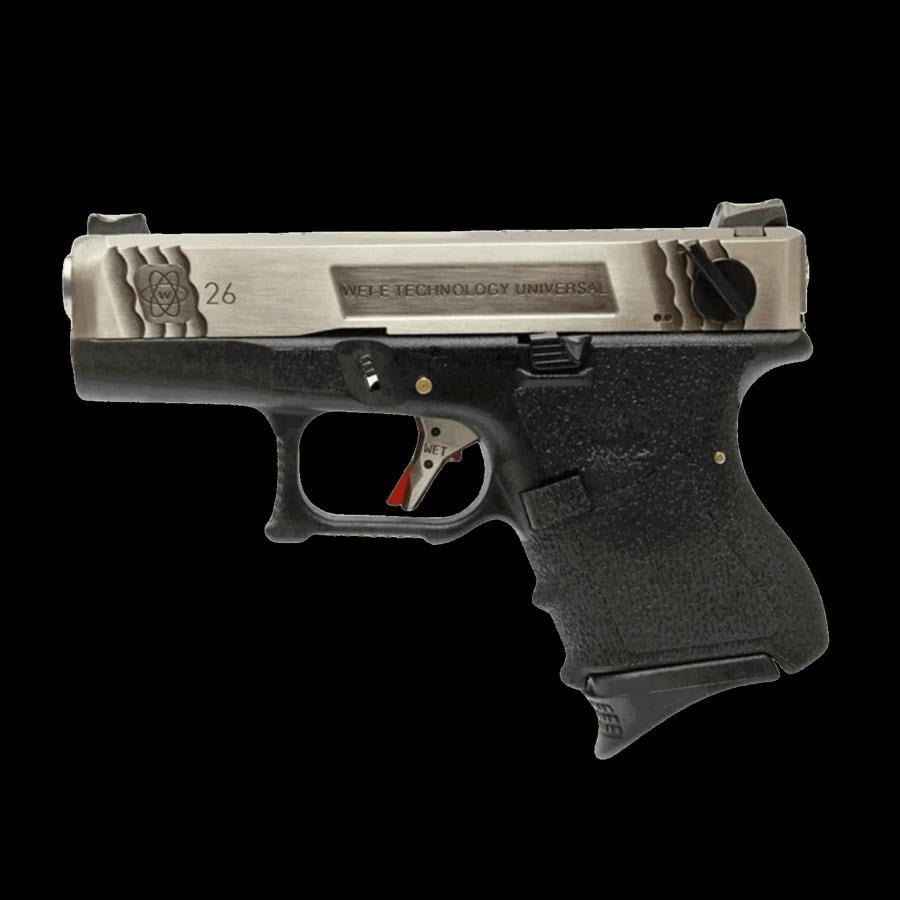WE GLOCK26 G26 FullAuto T7 GBB Airsoft Tabanca Seti-Silver