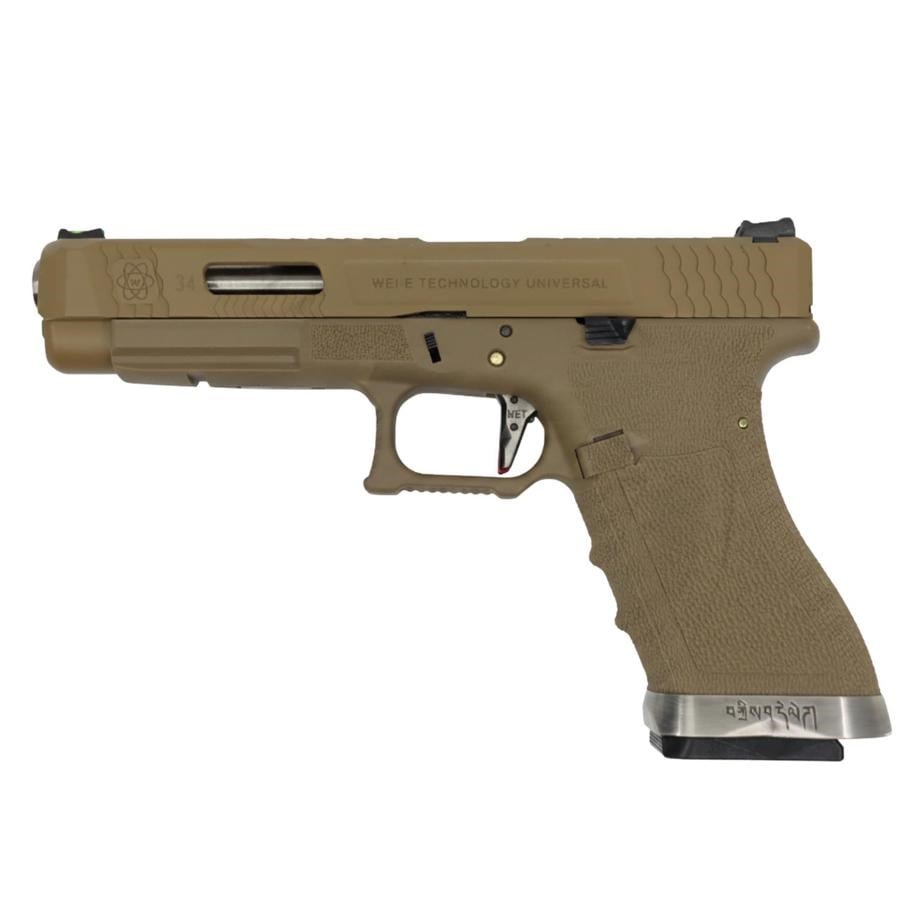 WE Glock34 G34 T10 GBB Airsoft Tabanca TAN Kızak / Silver Namlu /  TAN Gövde