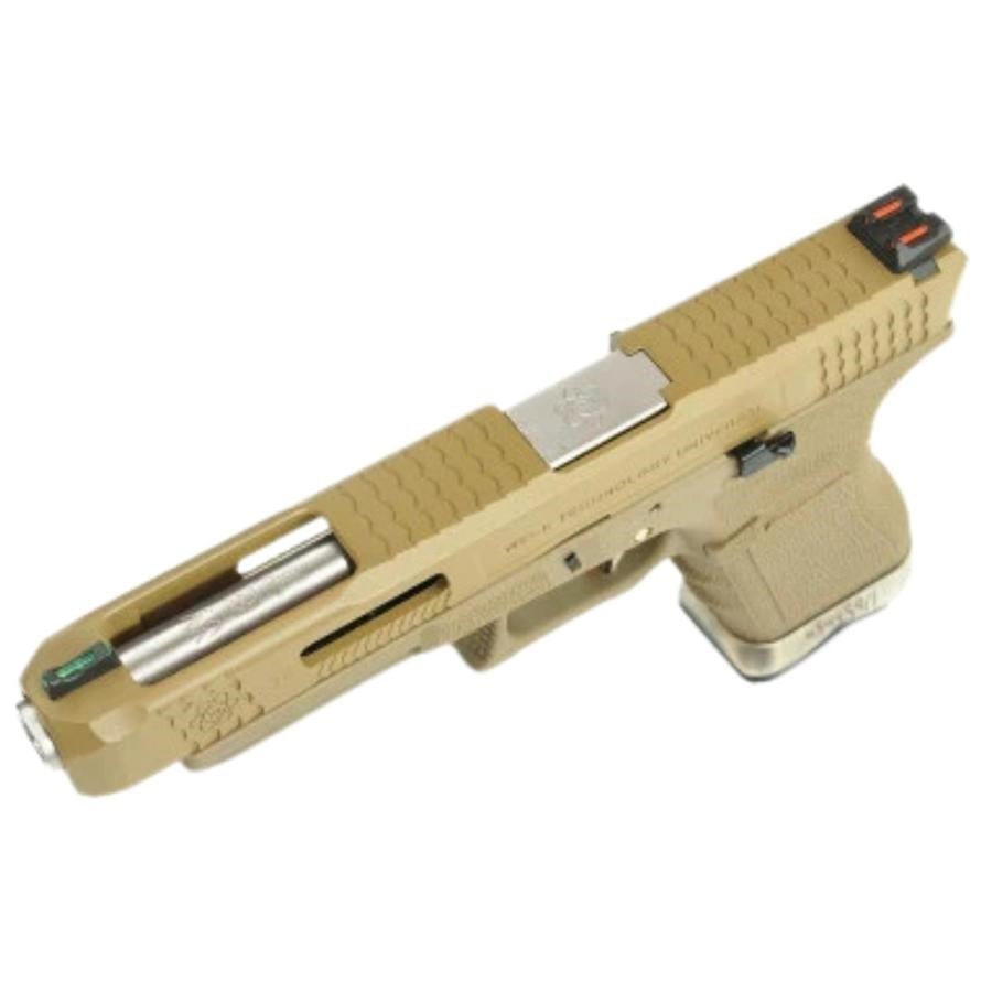 WE Glock34 G34 T10 GBB Airsoft Tabanca TAN Kızak / Silver Namlu /  TAN Gövde