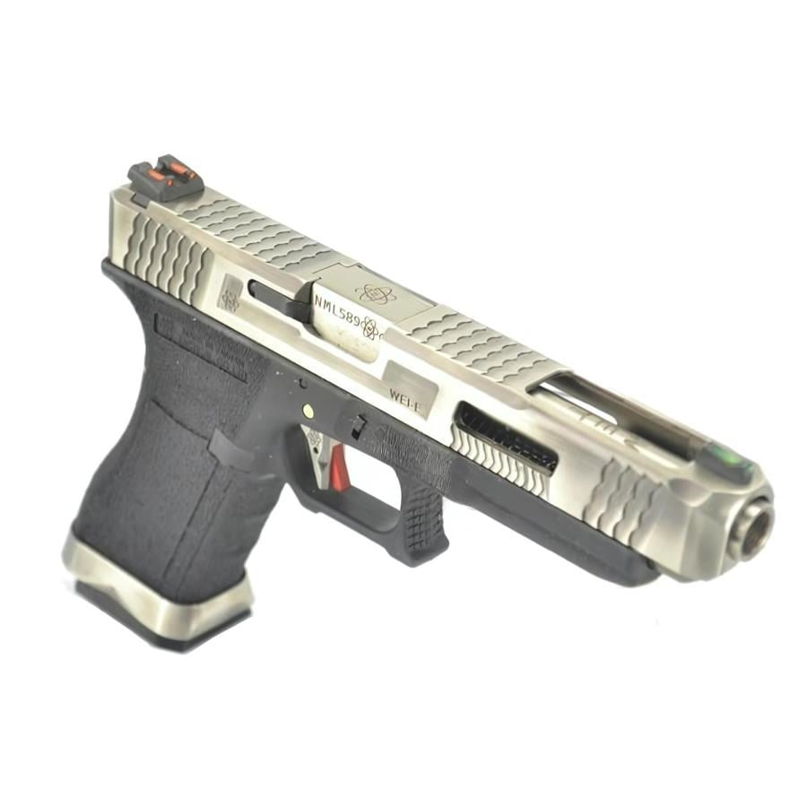 WE Glock34 G34 T7 GBB Airsoft Tabanca Silver Kızak / Silver Namlu /  Siyah Gövde