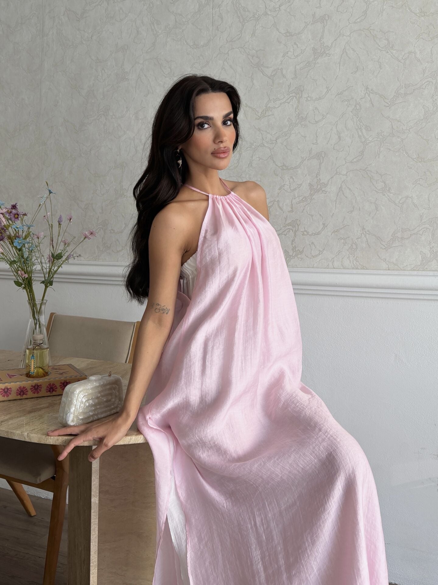 İKİ PARÇALİ ELBİSE Pembe