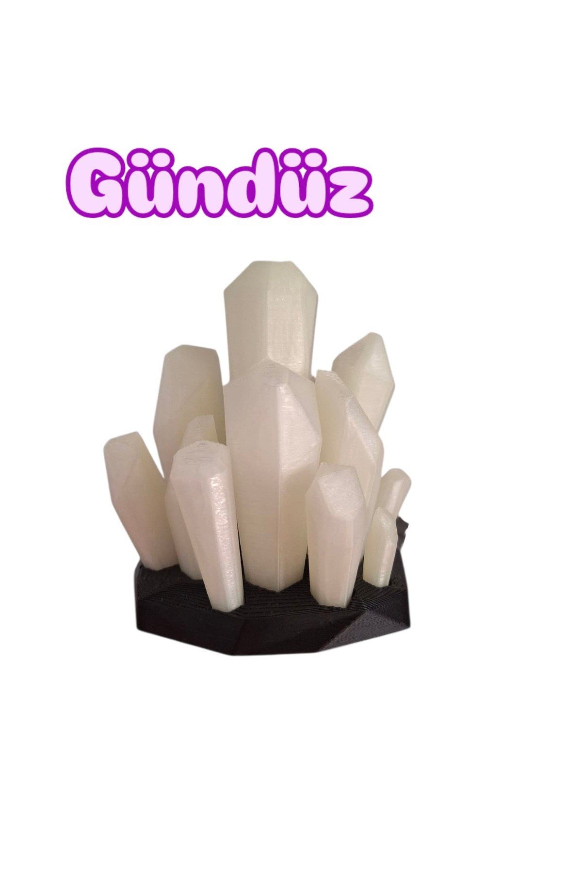3D Baskı Kristal Görünümlü Karanlıkta Parlayan Masaüstü Aksesuarı (Glow in Dark)