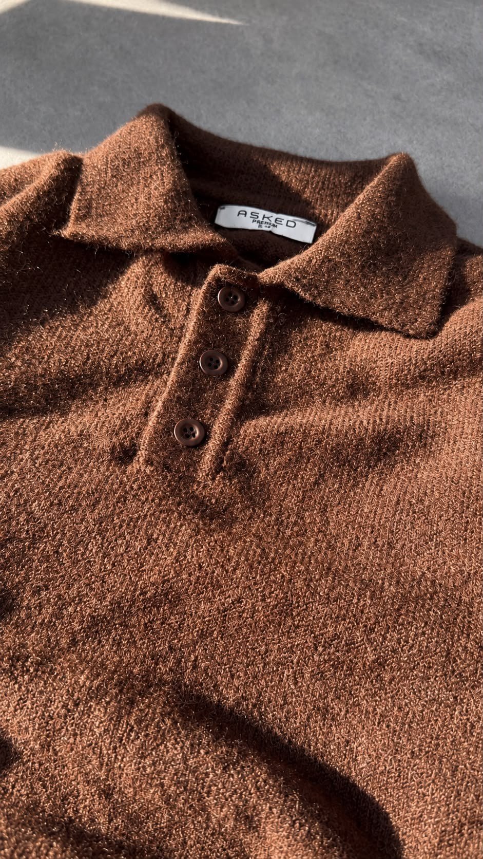  POLO YAKA DÜĞMELİ teddy triko kazak 