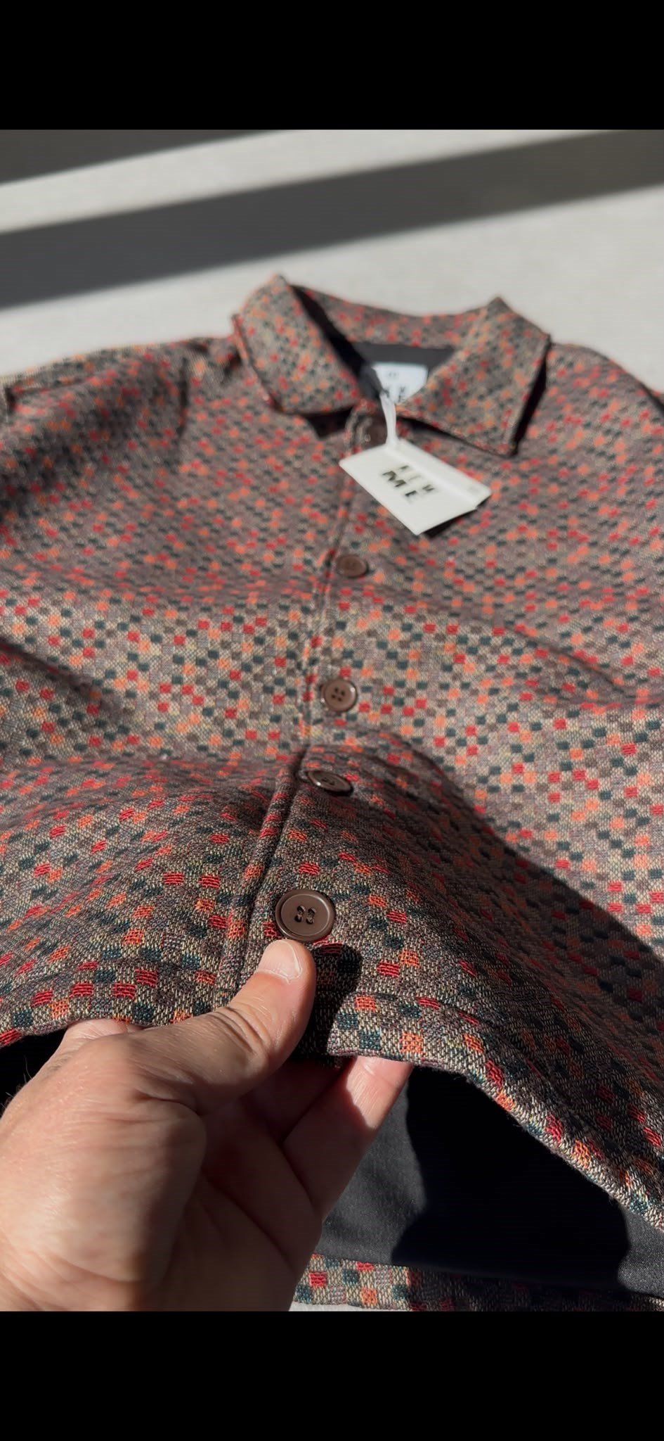 retro etnik desenli owersize mont